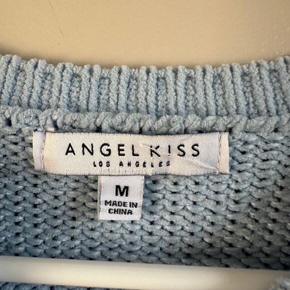 Baby blue cropped Daisy embroidered sweater - Picture 3 of 4